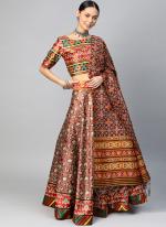 Tussar Silk Multi Colour Navratri Wear Printed Lehenga Choli